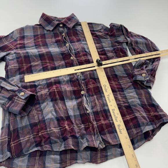 Brandy Melville Shirt Womens Small Red Plaid Flannel Button Up 100% Cotton - Picture 6 of 6